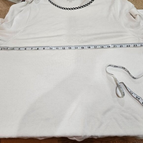 Women's Talbots Pineapple Pullover Sweater White with Gingham Trim Size 3X - Picture 3 of 7